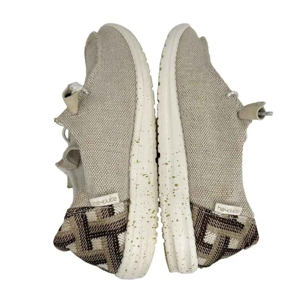 Hey Dude Shoes Wendy Brown Aztec 9 Canvas Slip On